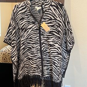 Christian Siriano Zebra animal print Poncho